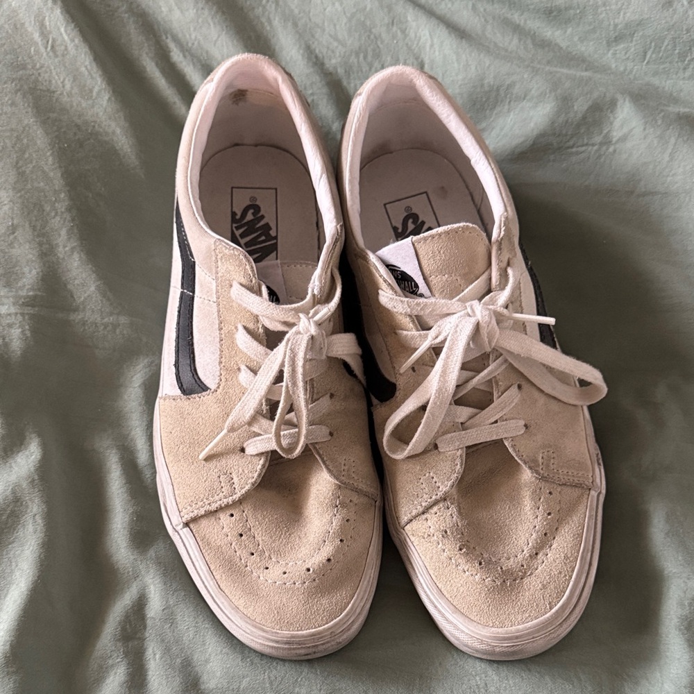 Vans Cream and Black Suede Shoes